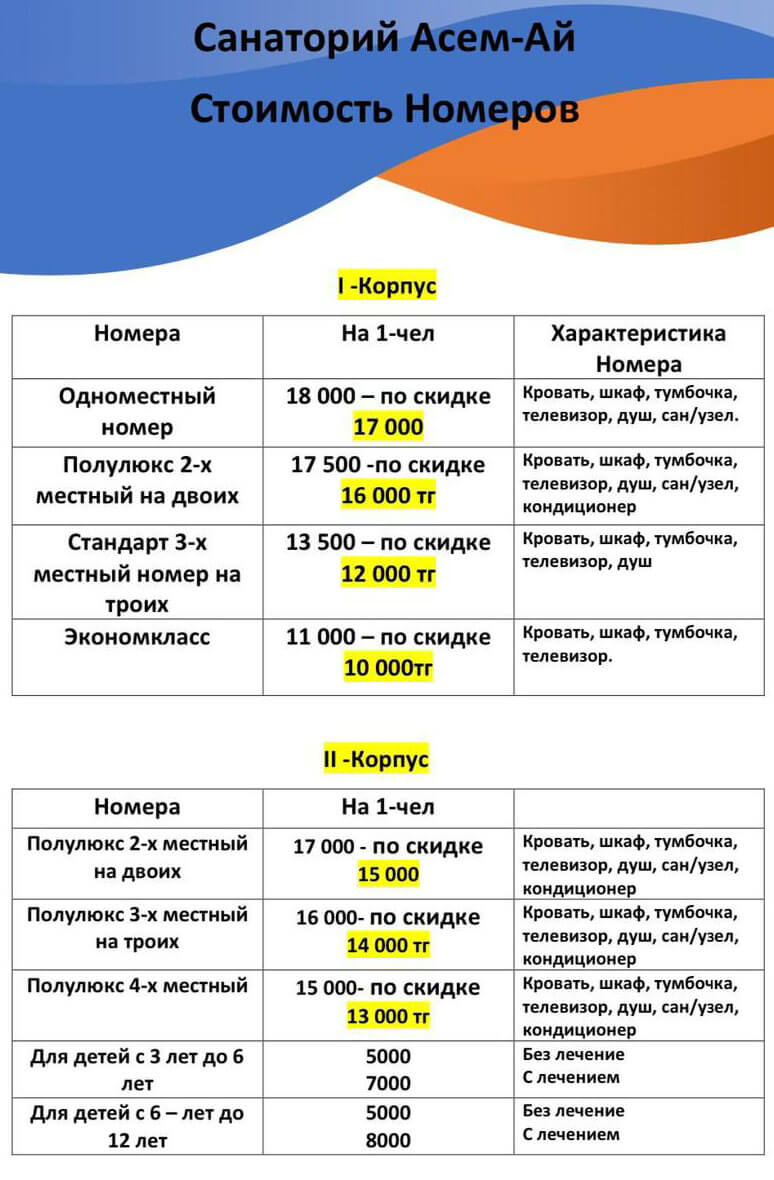 Әсемай Сарыағаш шипажайы. Емшаралары мен бағалары